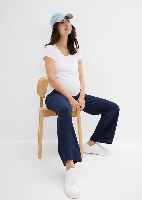 Mammabukse i bomullsmusselin, Loose Fit, bonprix
