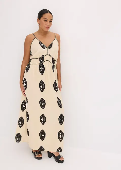 Maxikjole i luftig linmiks, bonprix