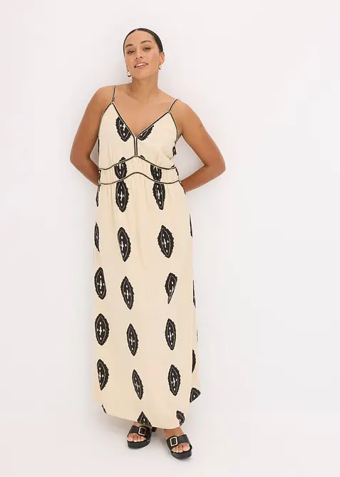 Maxikjole i luftig linmiks, bonprix