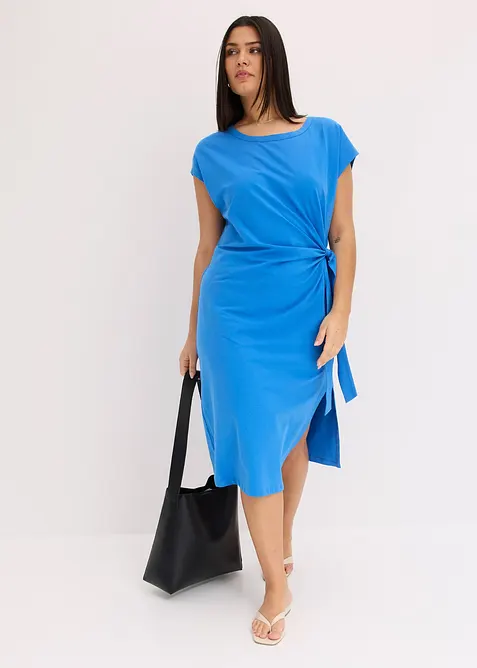 Trikotkjole i elastisk bomullsmiks med knyting, bonprix