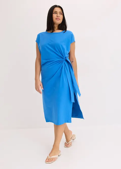 Trikotkjole i elastisk bomullsmiks med knyting, bonprix