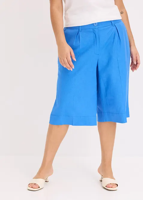 Bermudashorts i luftig linmiks med vide ben, bonprix