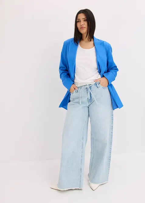 Ledig blazer med lin og bred krage med slag, bonprix