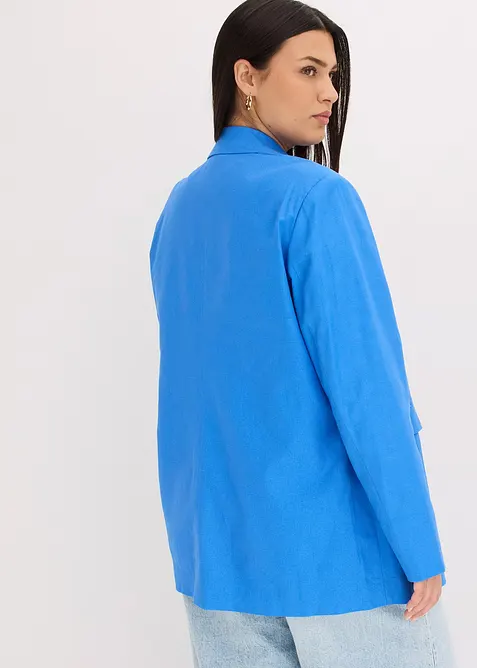 Ledig blazer med lin og bred krage med slag, bonprix