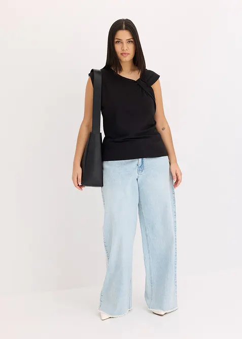 Topp i elastisk bomullsmiks med twist, bonprix