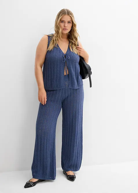 Strikket vest med hullm&oslash;nster, bonprix