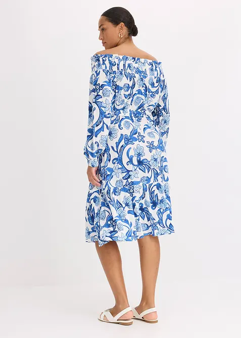 Kjole i strukturert viskose med singoalla-utringning, bonprix