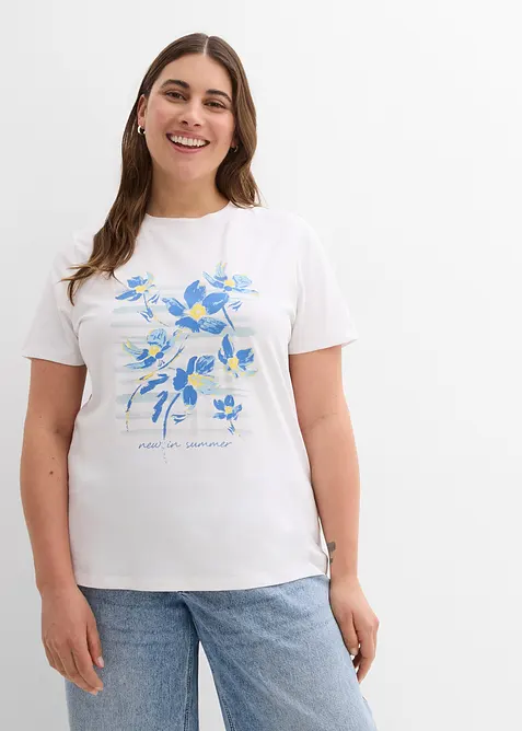 T-skjorte i elastisk bomullsmiks, bonprix