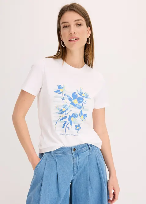 T-skjorte i elastisk bomullsmiks, bonprix