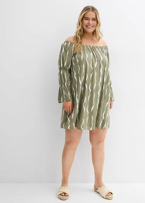 Kjole i lett viskose med singoalla-utringning, bonprix