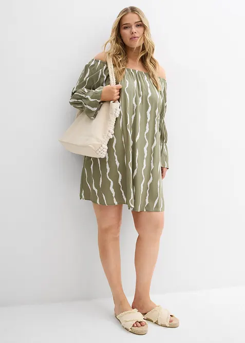 Kjole i lett viskose med singoalla-utringning, bonprix