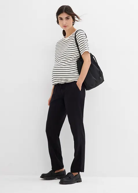 Mammabukse med lin, Straight Leg, bonprix