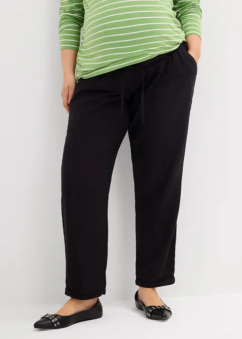 Mammabukse med lin, Straight Leg, bonprix