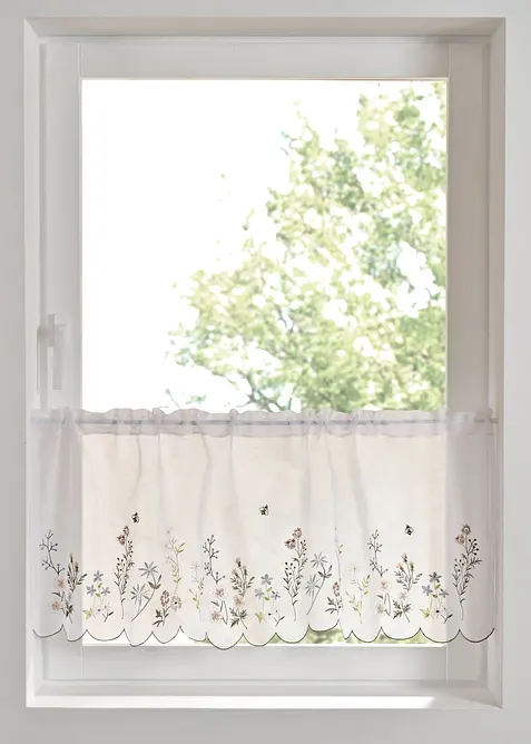 Gardinkappe med blomsterbroderi, bonprix