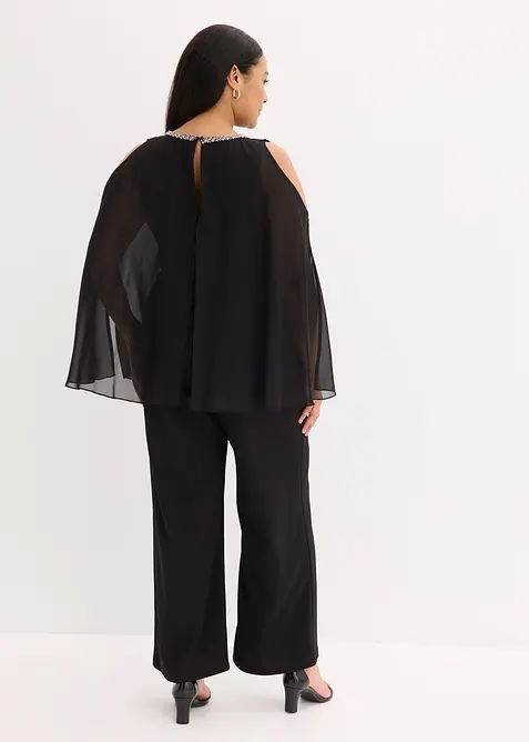 Jumpsuit med overkast og strasspynt, bonprix