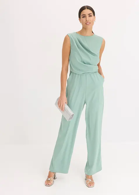 Jumpsuit i sateng med glans, bonprix