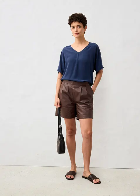 Topp med silke og vevd innfelling, bonprix