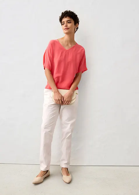 Topp med silke og vevd innfelling, bonprix