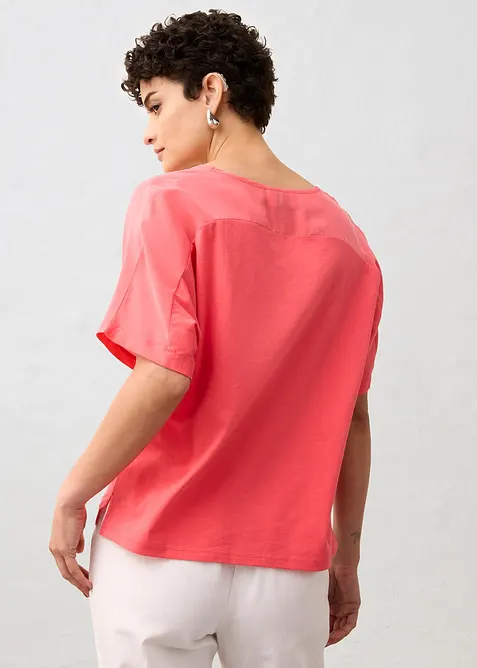 Topp med silke og vevd innfelling, bonprix