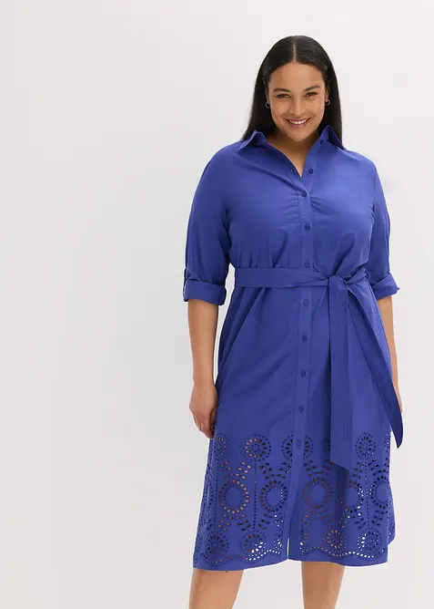 Skjortekjole med hullbroderi, bonprix