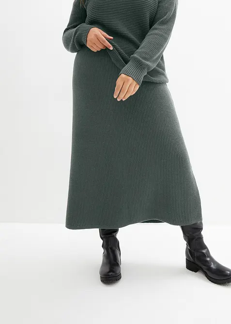 Strikket skj&oslash;rt, lett utsvingt, bonprix