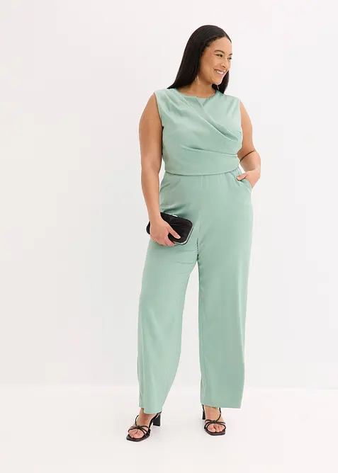 Jumpsuit i sateng med glans, bonprix