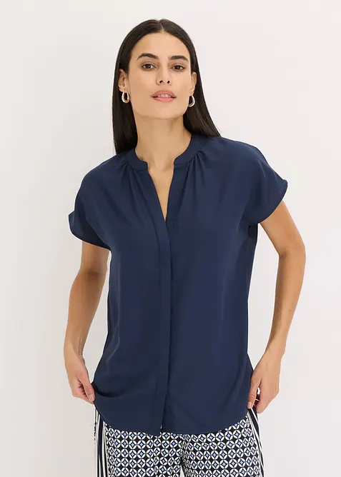 Kortermet bluse med skjult knappestolpe, bonprix