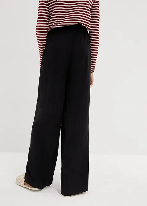 Bukse i myk viskose med vide ben, bonprix