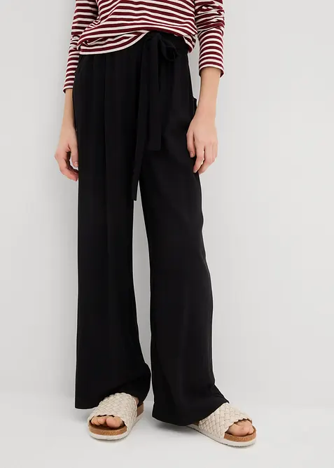 Bukse i myk viskose med vide ben, bonprix