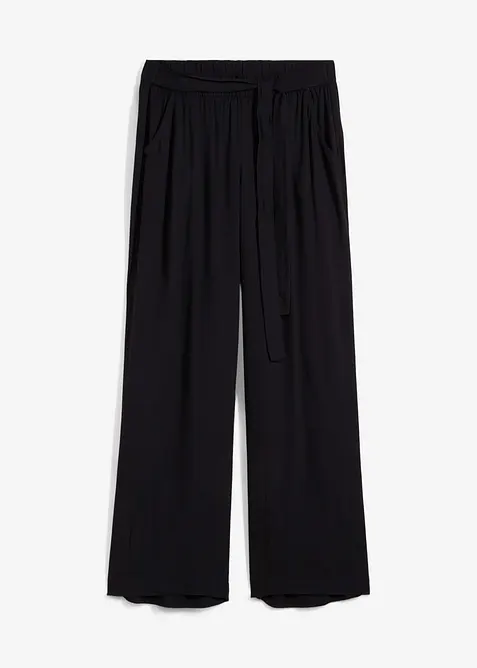 Bukse i myk viskose med vide ben, bonprix