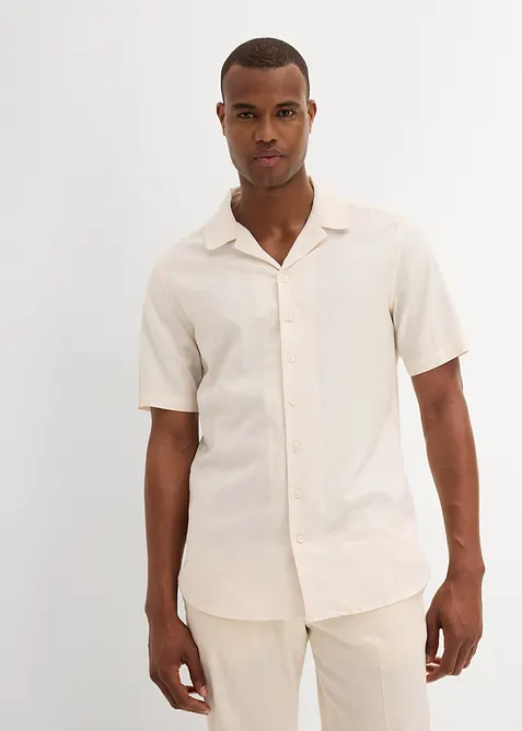 Kortermet skjorte med lin, bonprix