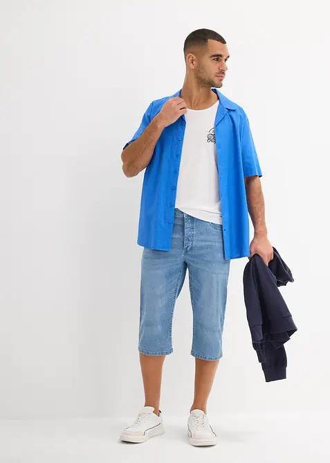 Lang bermudashorts i lett denim med stretch, Regular Fit, bonprix