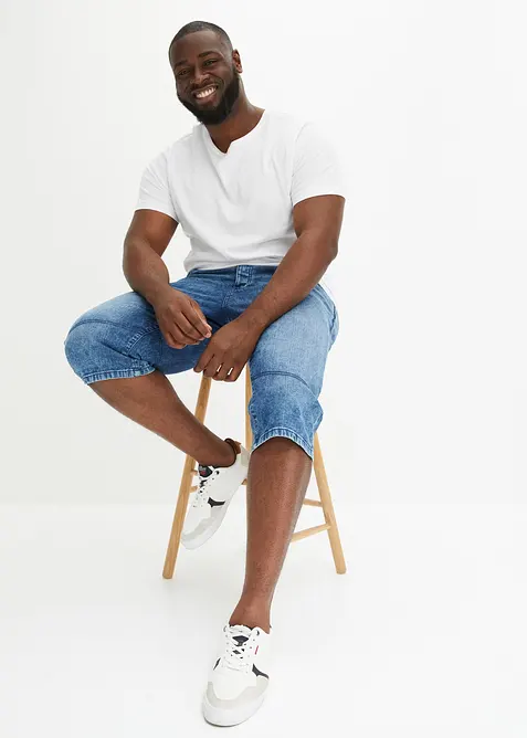 Lang bermudashorts i lett denim med stretch, Regular Fit, bonprix