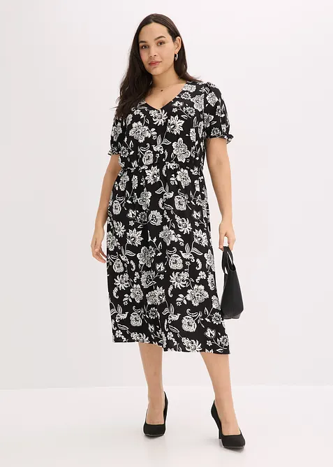 Midikjole med trykt m&oslash;nster, bonprix