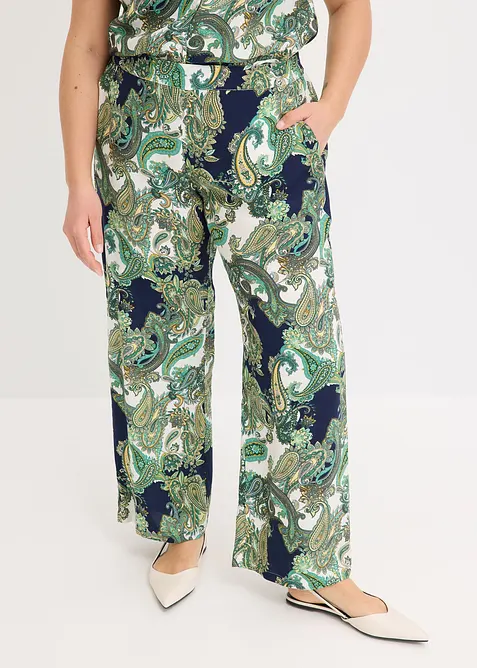 Bukse i lett viskose med trykt m&oslash;nster, bonprix