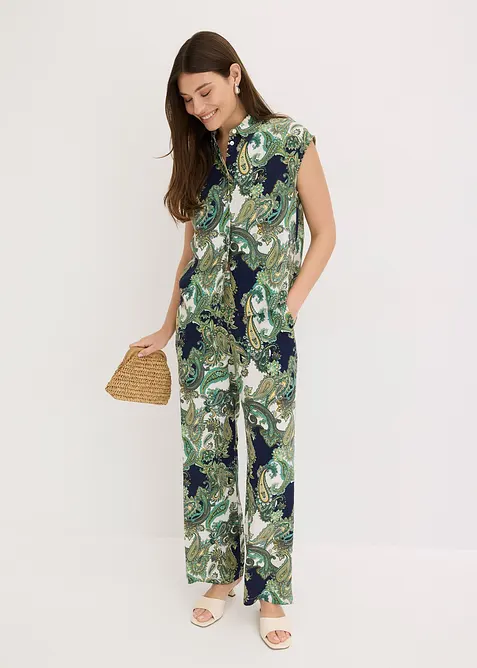 Bukse i lett viskose med trykt m&oslash;nster, bonprix