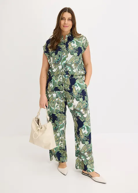 Bukse i lett viskose med trykt m&oslash;nster, bonprix