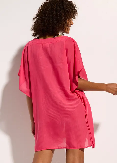 Transparent strandtunika med V-hals, bonprix