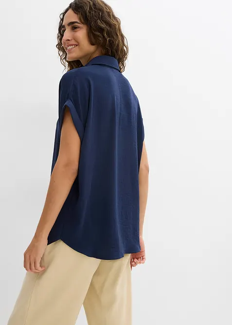 Bluse med korte ermer og resirkulert polyester, bonprix