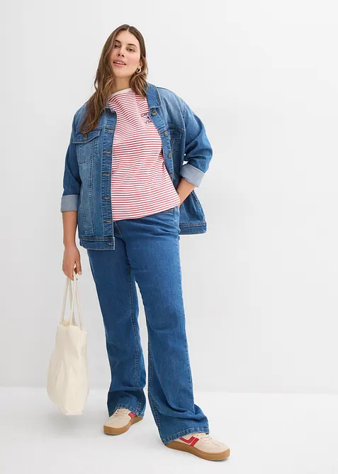 T-skjorte med stripemønster og broderi, bonprix