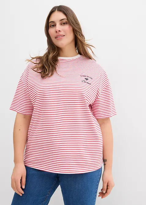 T-skjorte med stripemønster og broderi, bonprix