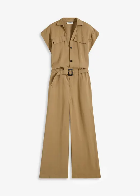 Jumpsuit i viskose med knytebelte, bonprix