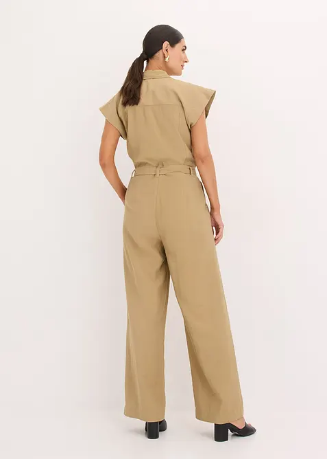 Jumpsuit i viskose med knytebelte, bonprix