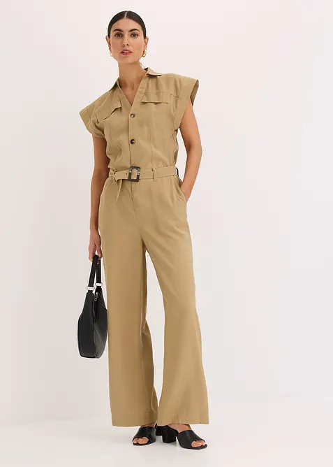 Jumpsuit i viskose med knytebelte, bonprix