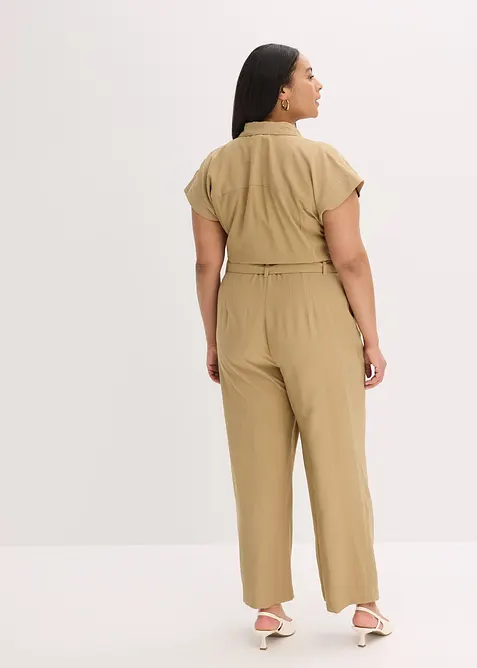 Jumpsuit i viskose med knytebelte, bonprix