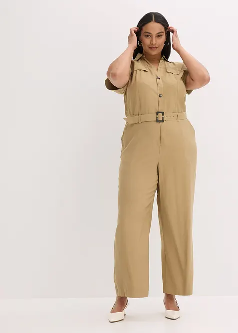 Jumpsuit i viskose med knytebelte, bonprix