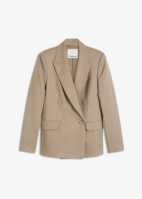 Blazer i materiale med rynket effekt og lyocell, bonprix