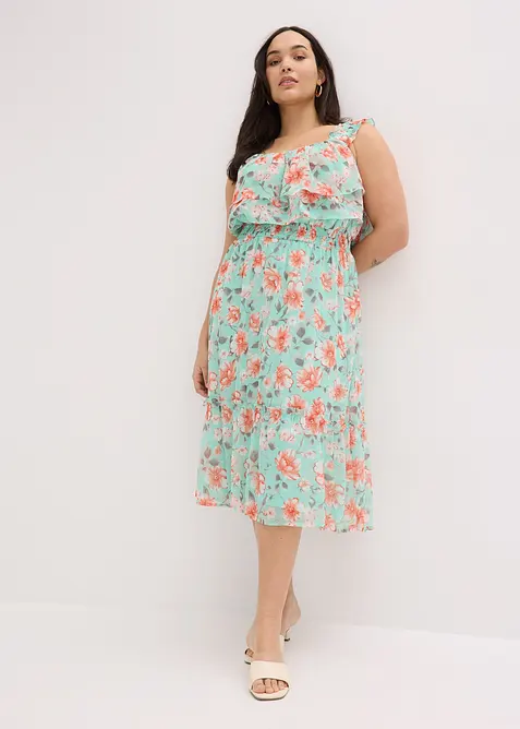 Kjole med singoalla-utringning og trykt m&oslash;nster, bonprix