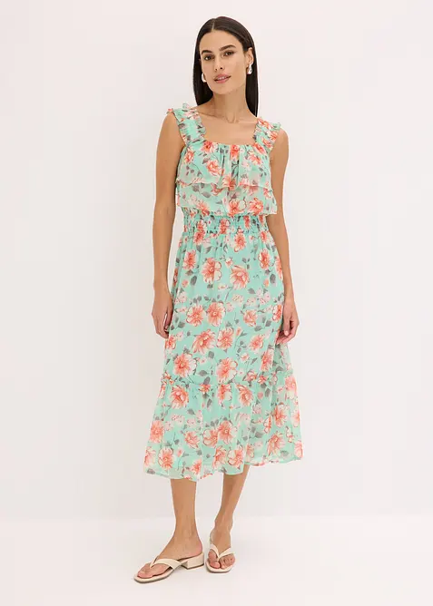 Kjole med singoalla-utringning og trykt m&oslash;nster, bonprix