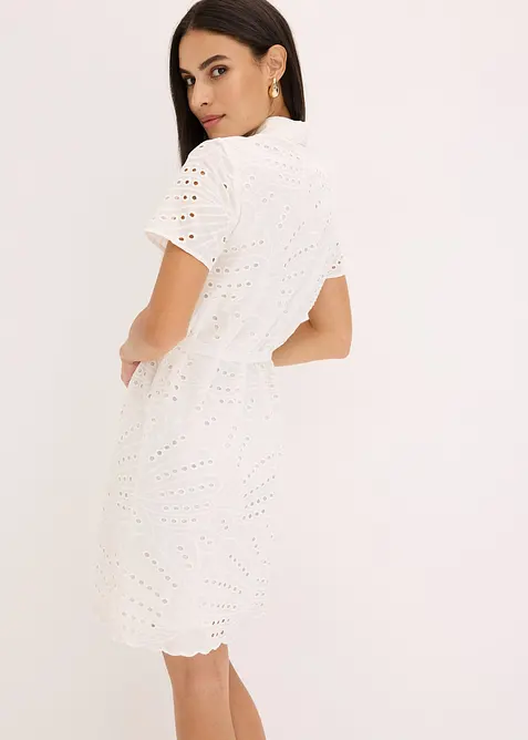 Skjortekjole med hullbroderi, bonprix